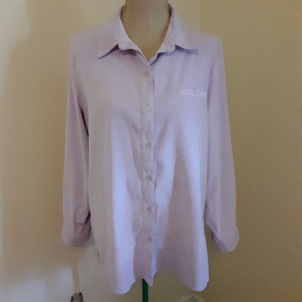 🌻3/$20 Sag Harbor purple long sleeve button up size 14